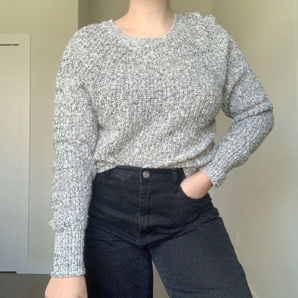 Free People Sweaters - Free People Knit Black White Crew Neck Sweater
